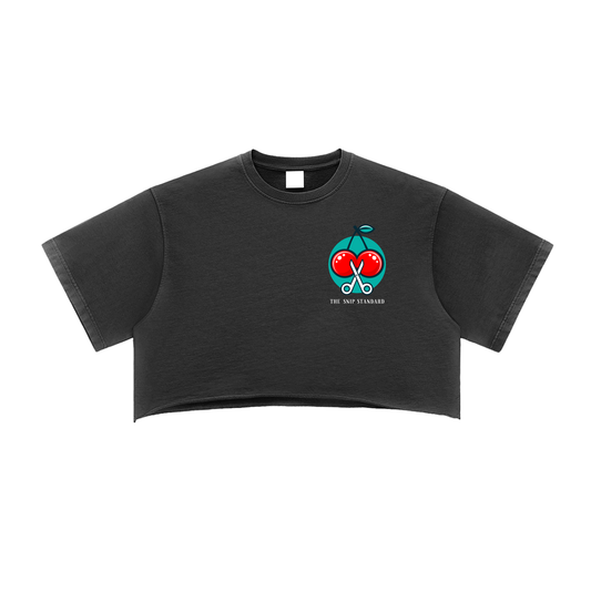 The Snip Standard Snow Washed Raw Edge Vasectomy Crop Top