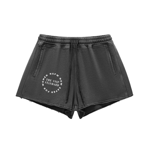 The Snip Standard Snow Washed Raw Edge Drawstring Vasectomy Shorts